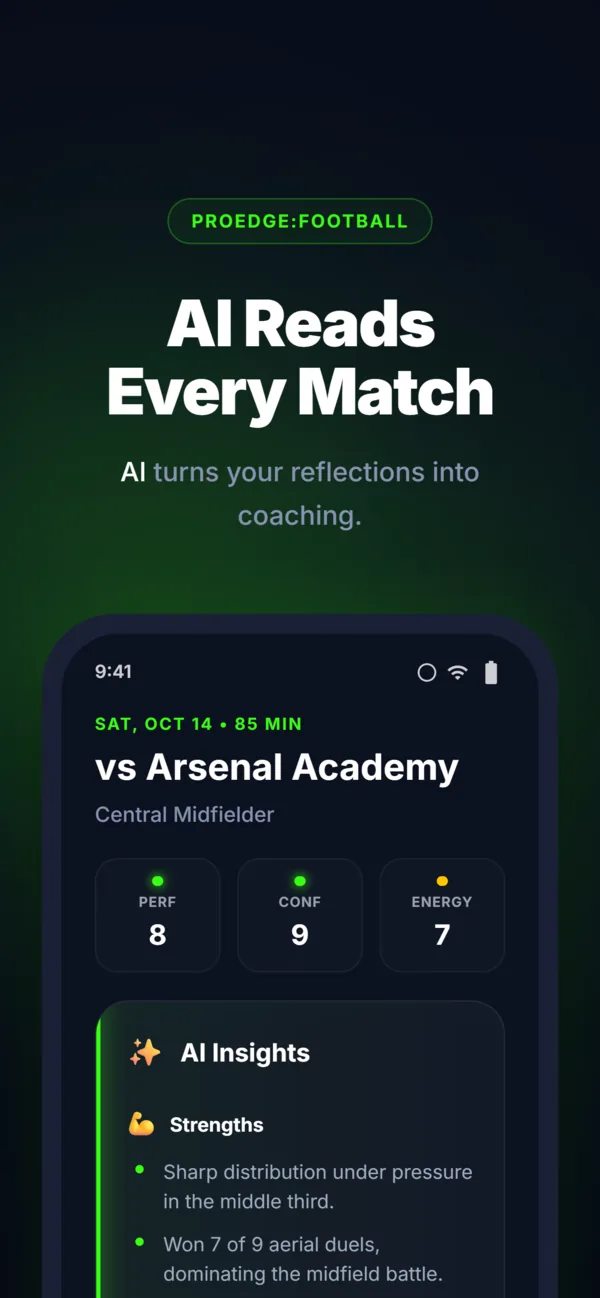 ProEdge AI match insights screen